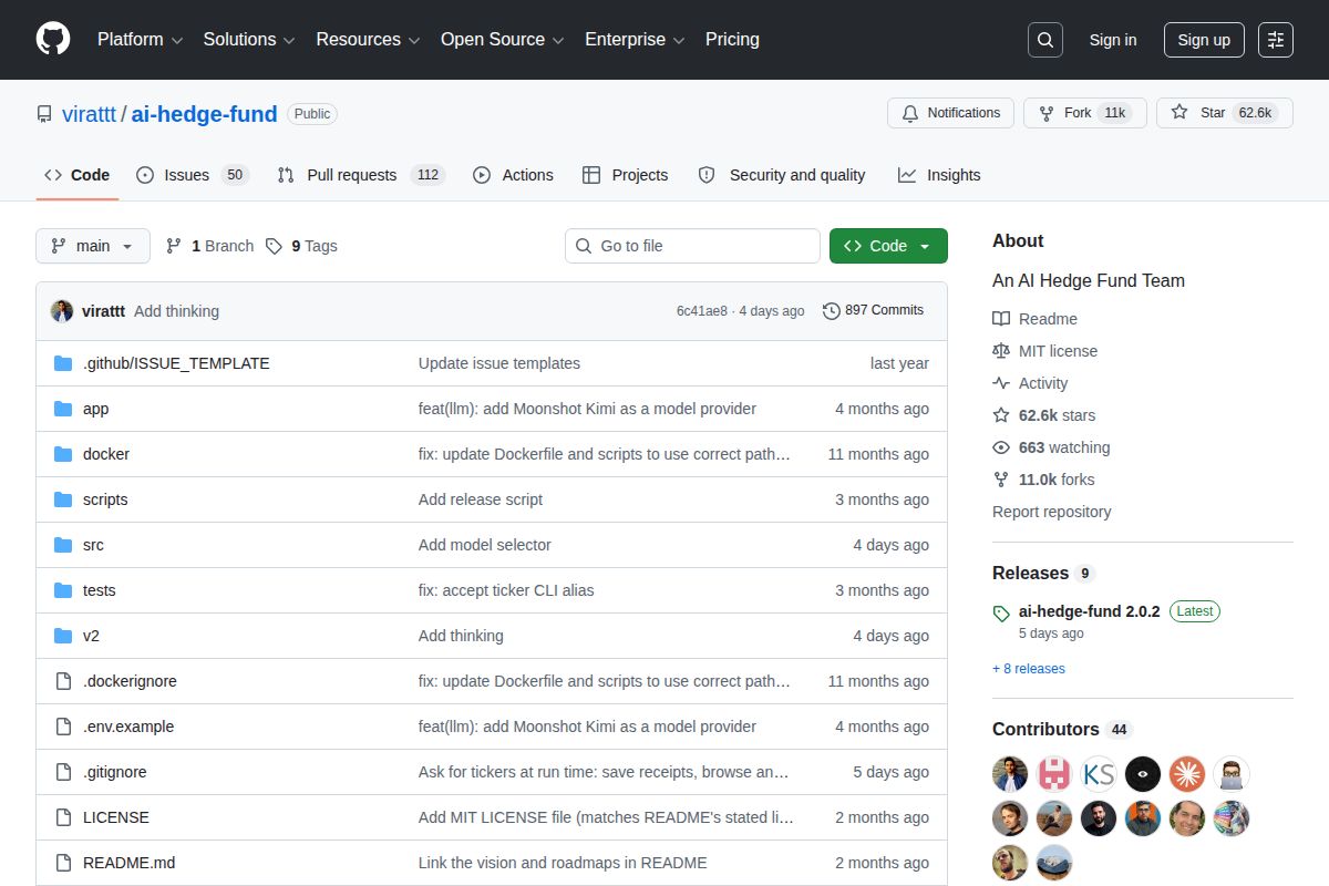 AI Hedge Fund homepage